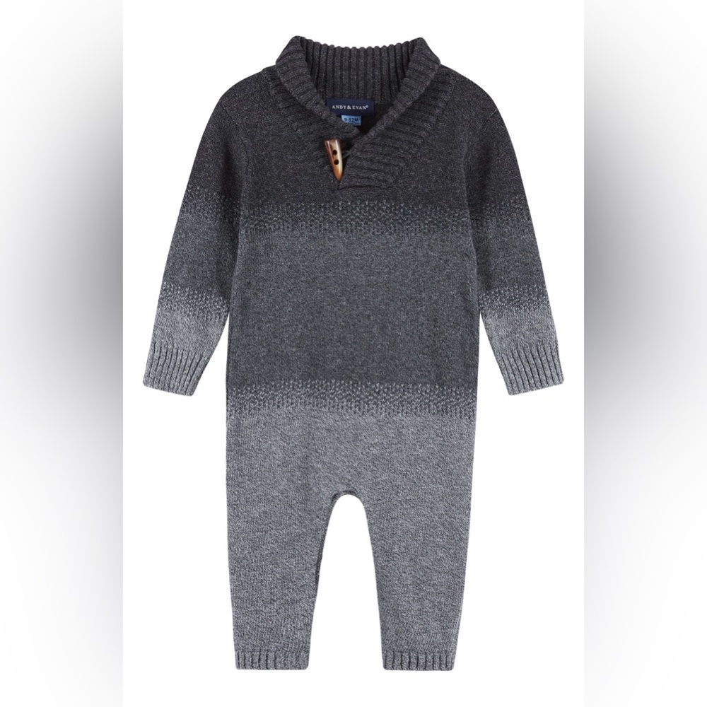 ANDY & EVAN Baby Boys Grey Ombre Knit Romper | Size 18-24M | Nordstrom